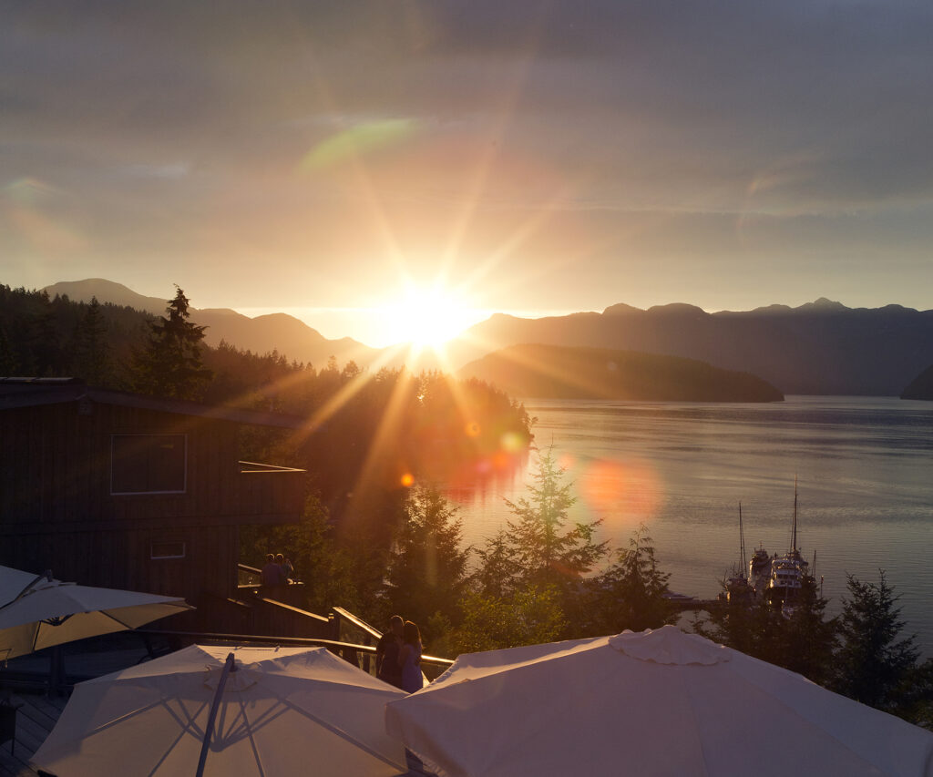 Sunset at the West Coast Wilderness Lodge Resort on the Sechelt Inlet in Egmont, British Columbia, Canada. Photo By: Greg Eymundson / Insight-Photography.com