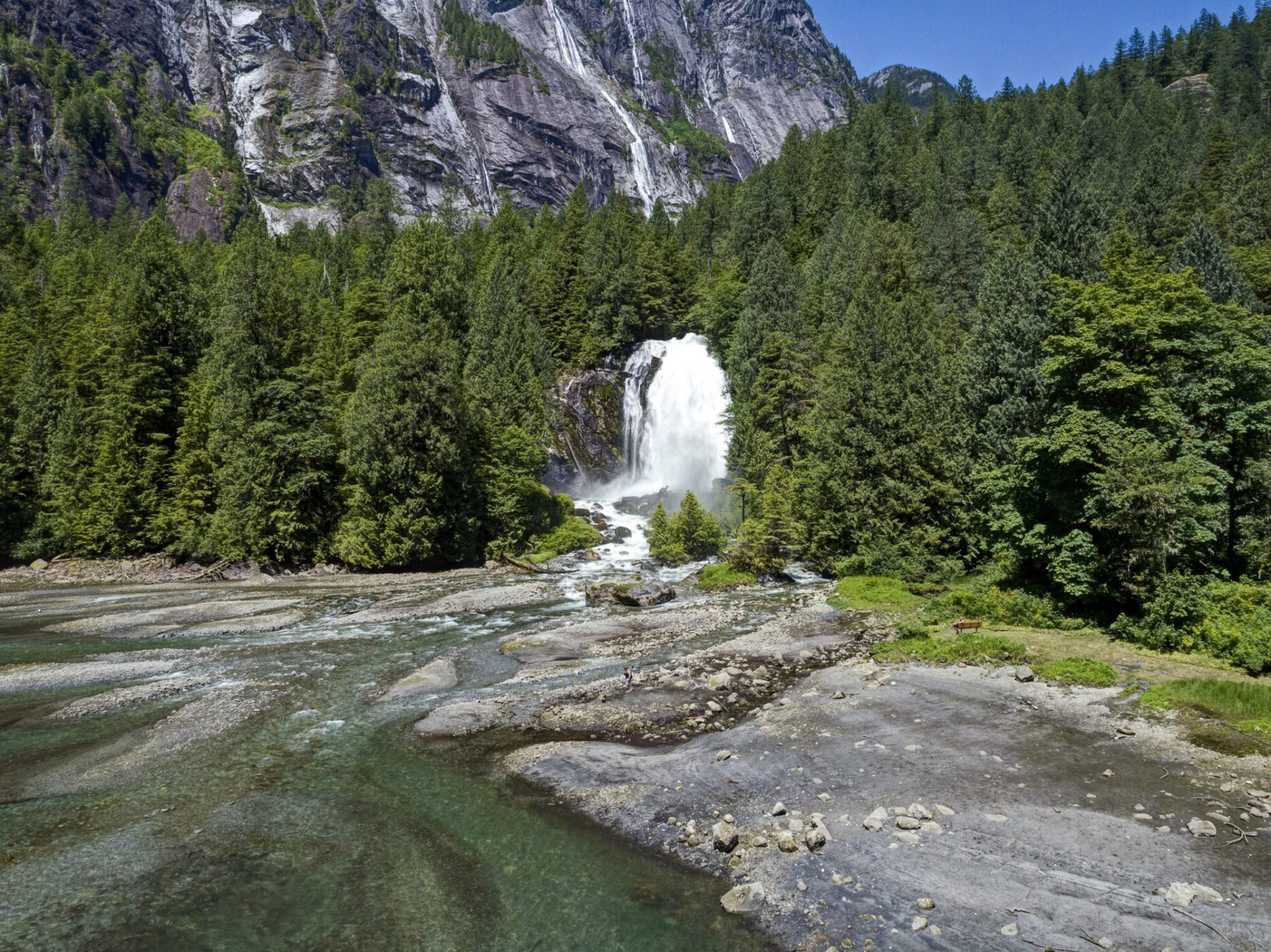 Chatterbox Falls is located at the head or end of Princess Louisa Inlet. It is part of the Loquilts river which empties into the inlet. Photo By: Greg Eymundson / Insight-Photography.com