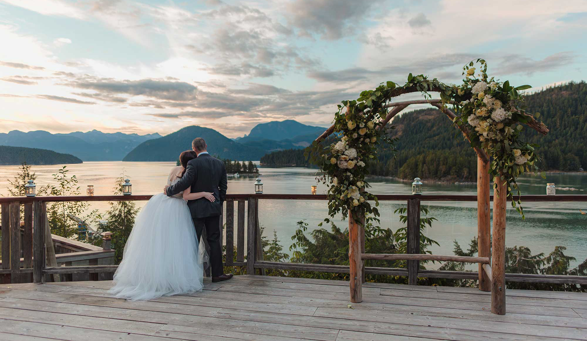 Wedding couple on deck